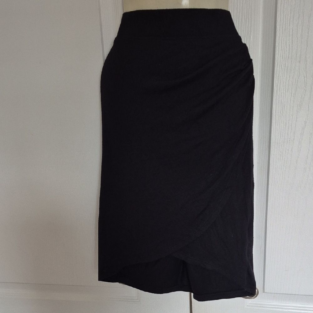 Joe Fresh Black Asymmetrical Pencil Midi Skirt
